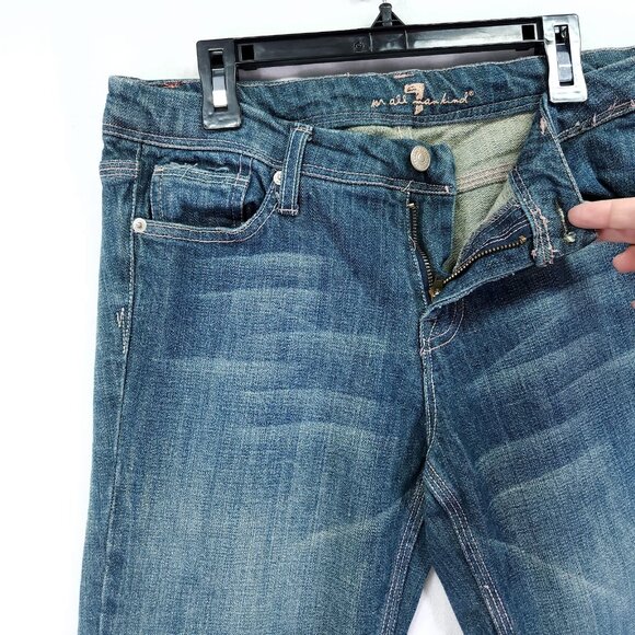 Seven 7 For All Mankind All Over Pink Stitching Jeans Womens Size 28X29 Bootcut - Picture 6 of 16